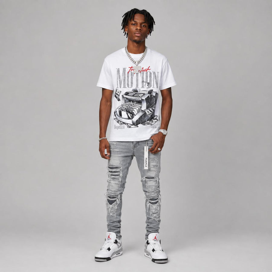 White Cement 4s DopeSkill T-Shirt Too Much Motion Graphic