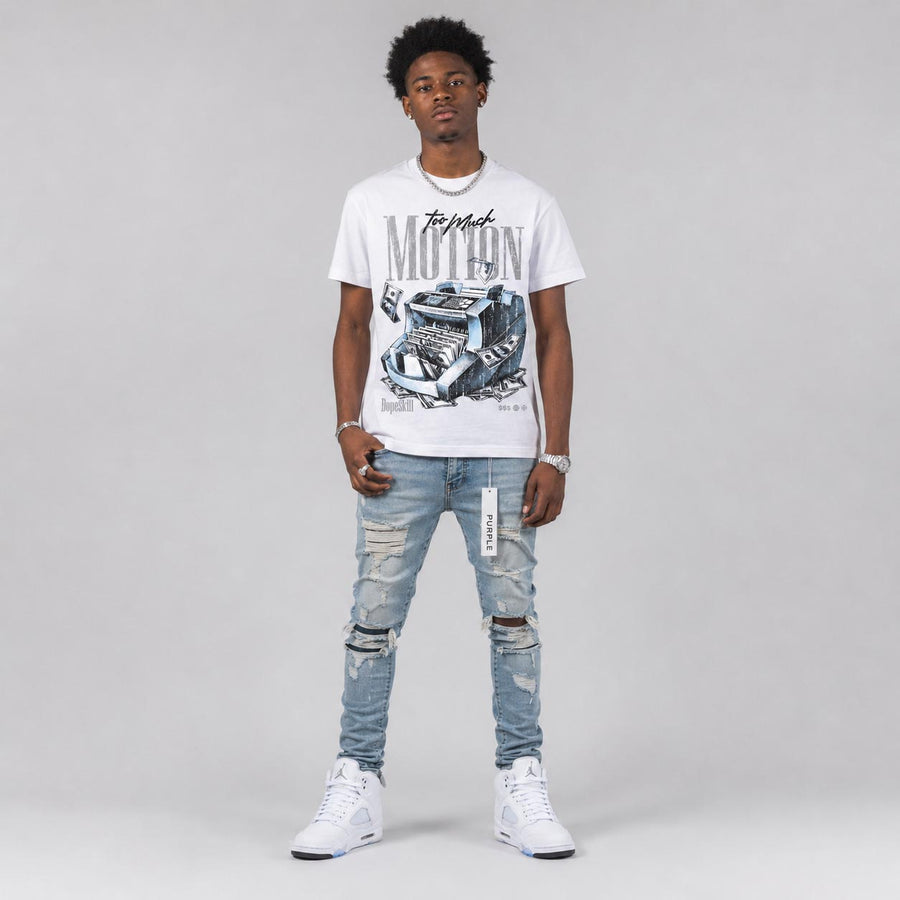 White Metallic 5s DopeSkill T-Shirt Too Much Motion Graphic