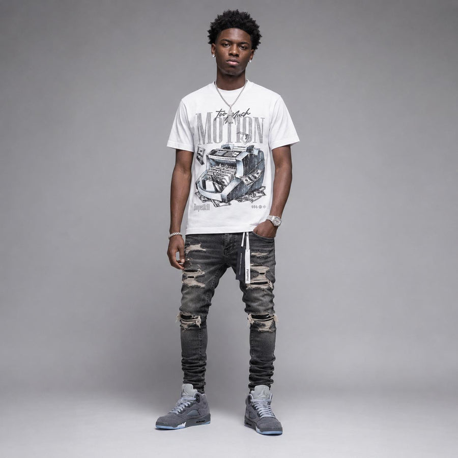 Wolf Grey 5s DopeSkill T-Shirt Too Much Motion Graphic