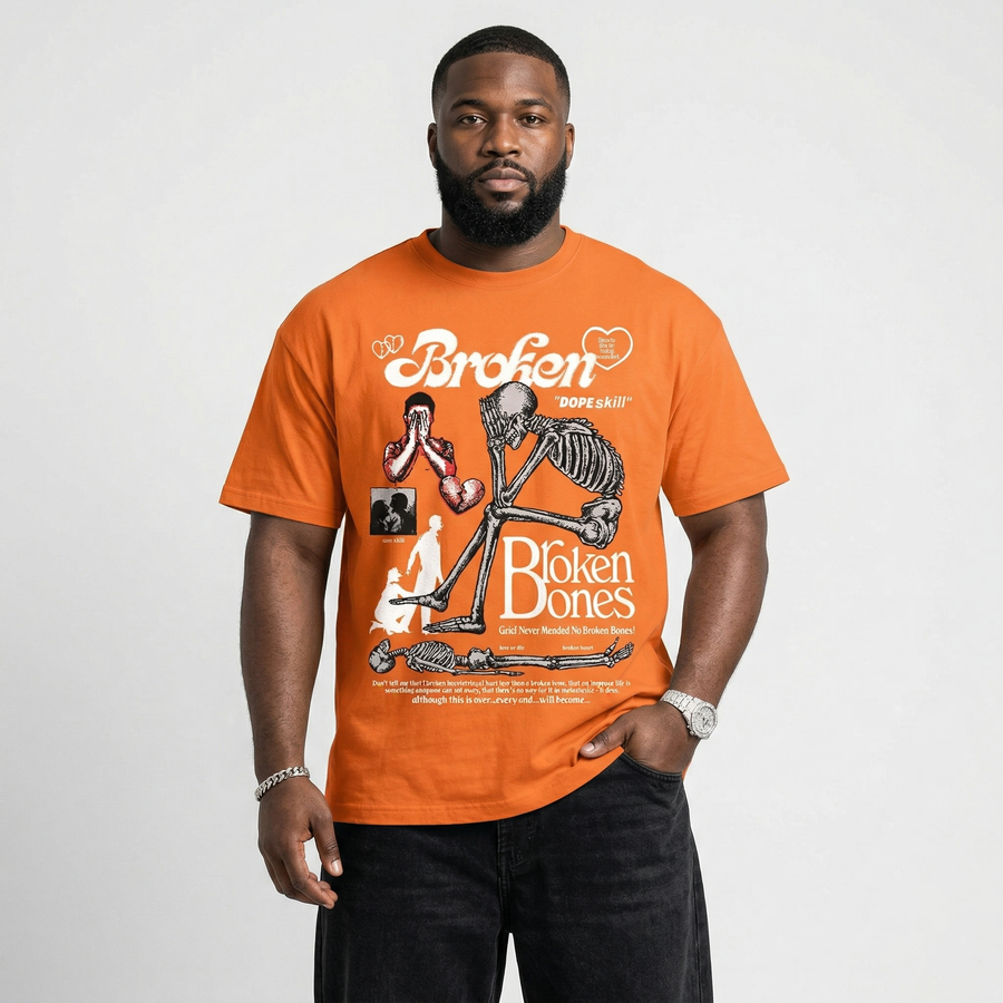 'Orange Citrus' 3s DopeSkill T-Shirt Broken Bones Graphic