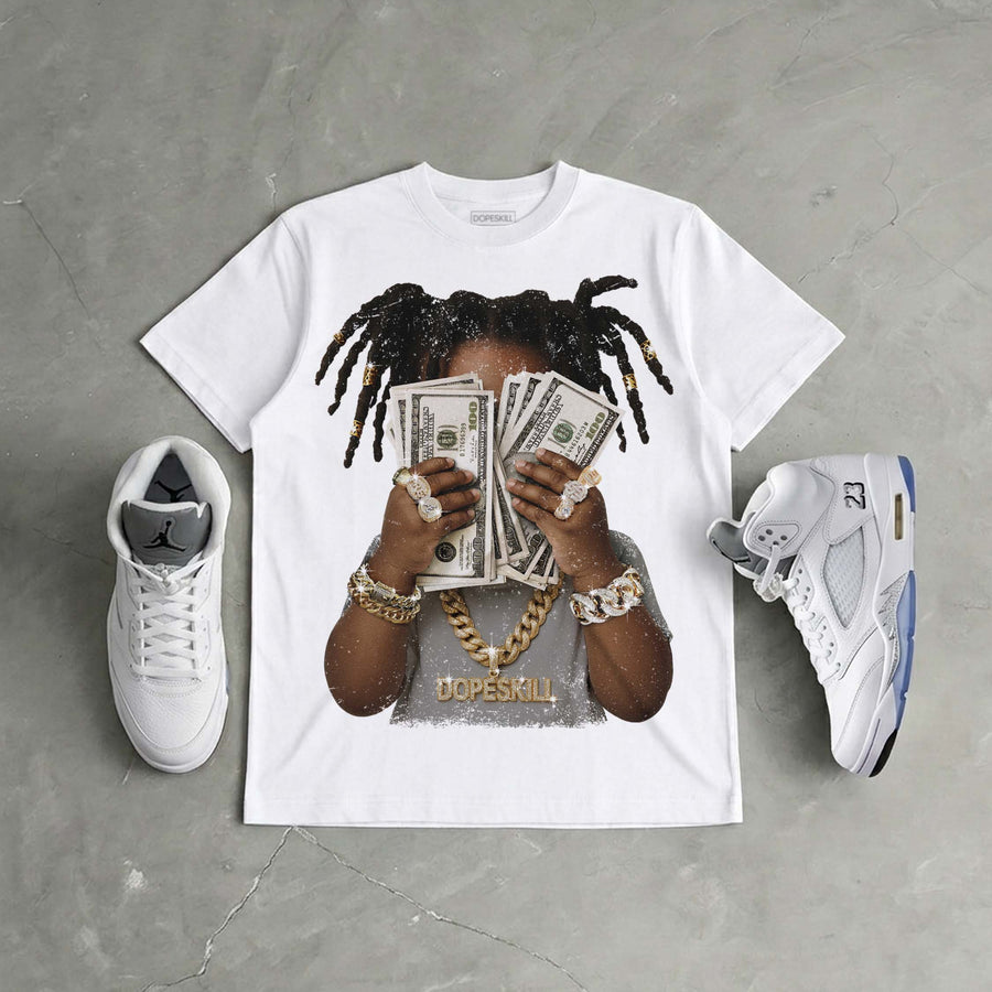 White Metallic 5s DopeSkill T-Shirt Rich Youth Graphic