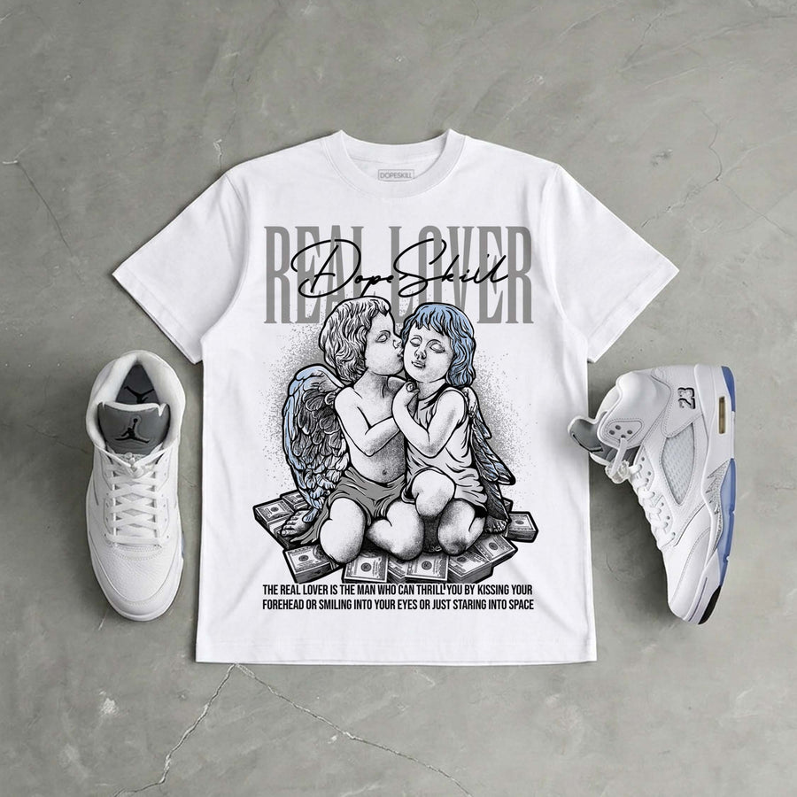 White Metallic 5s DopeSkill T-Shirt Real Lover Graphic