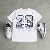 “True Blue” 3s DopeSkill T-Shirt 23 with 3s Pattern Graphic