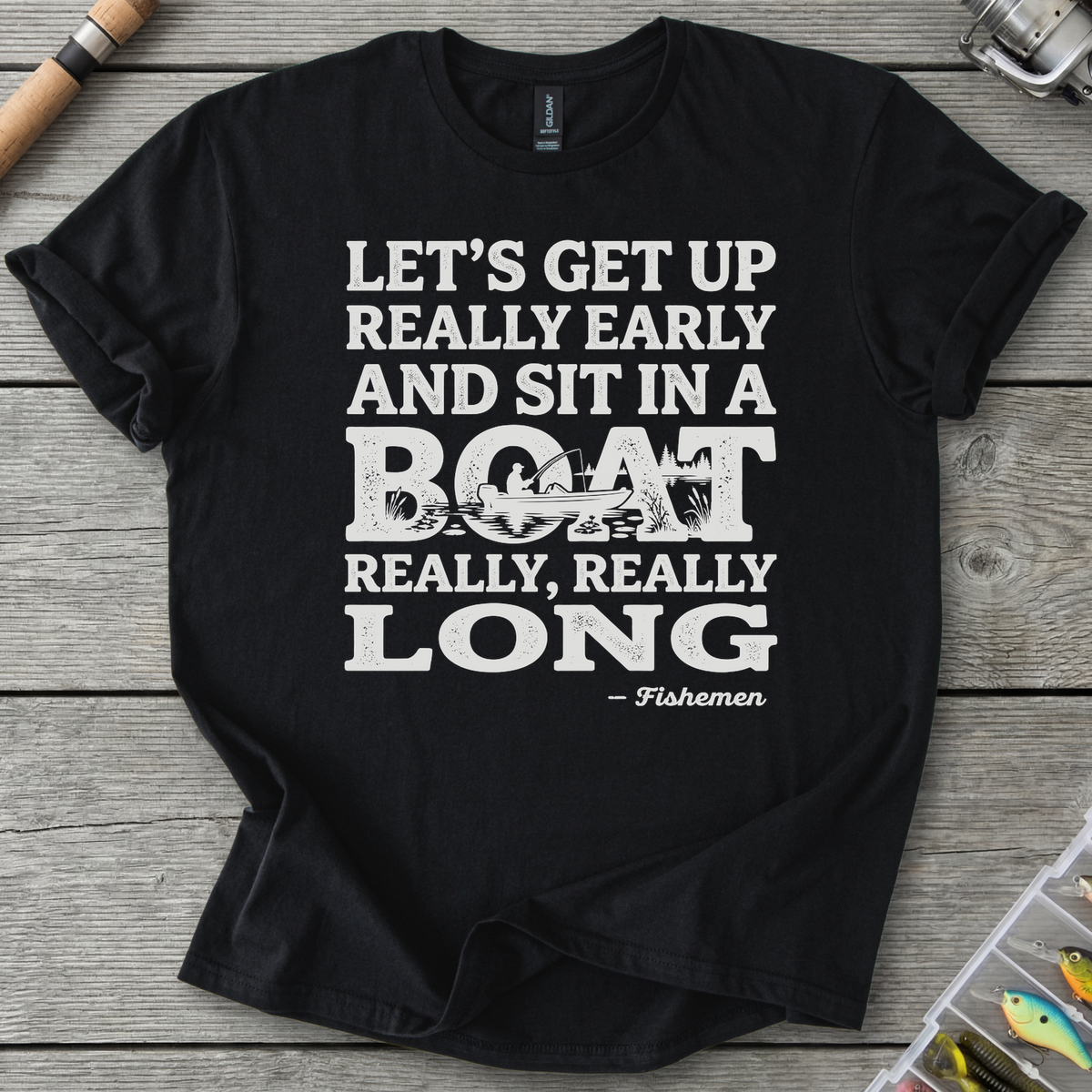 Fish In A Boat Really Long T-Shirt