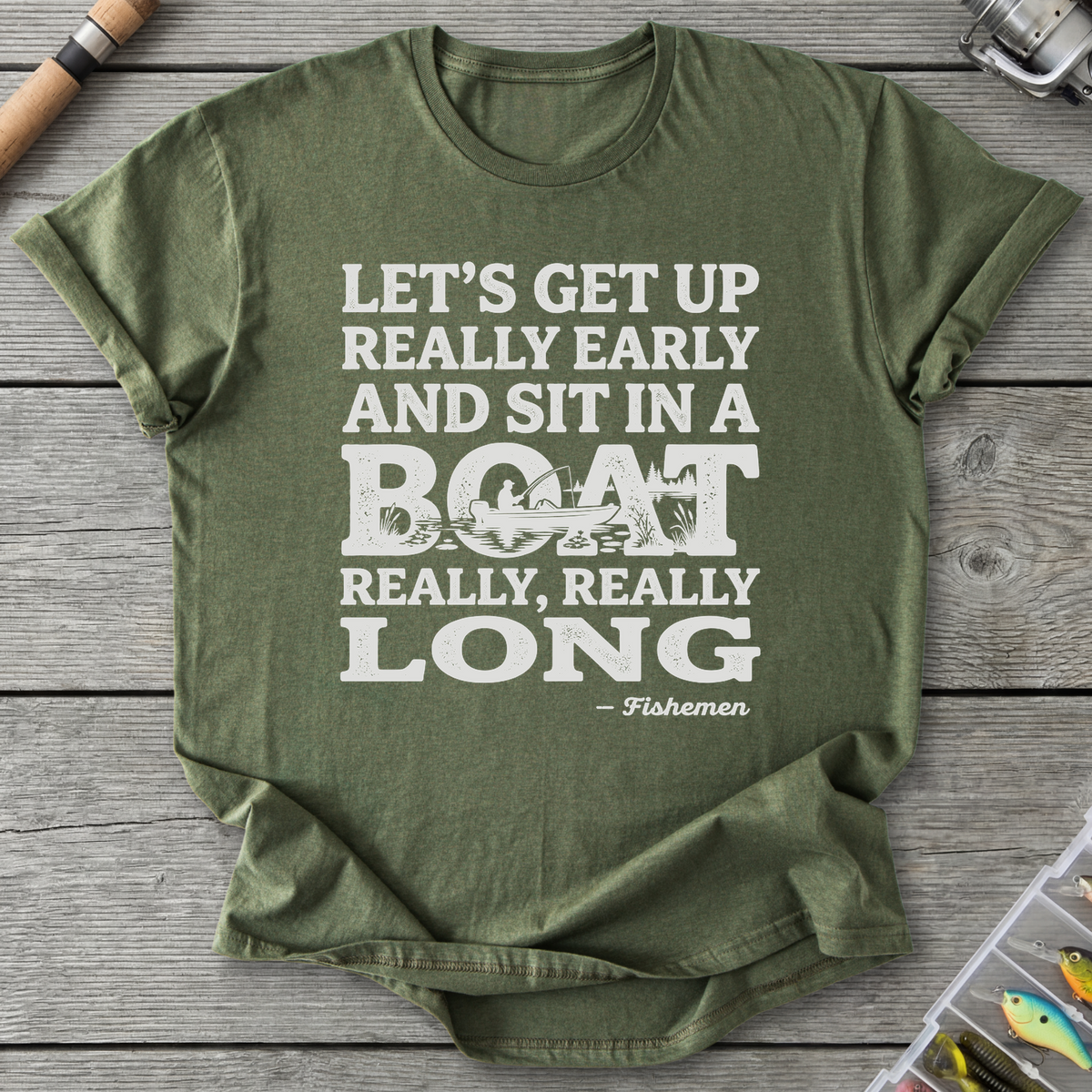 Fish In A Boat Really Long T-Shirt