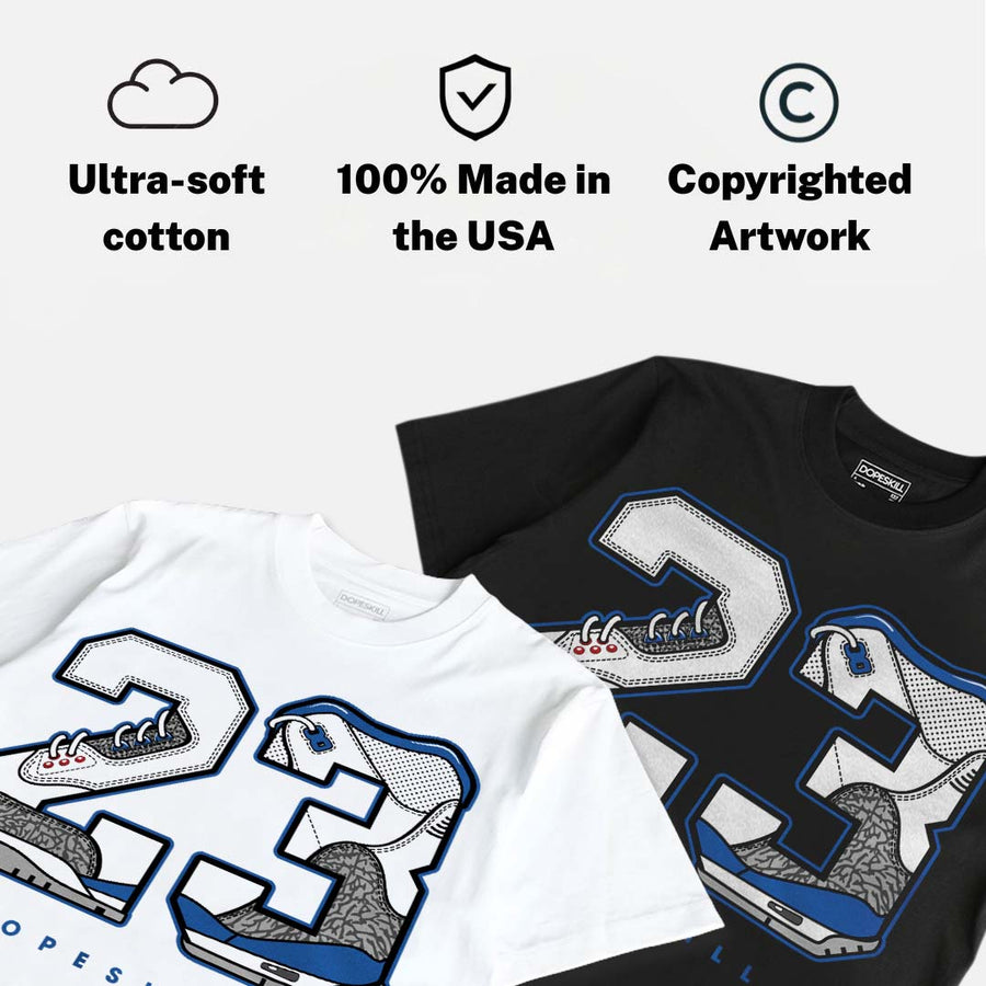 “True Blue” 3s DopeSkill T-Shirt 23 with 3s Pattern Graphic