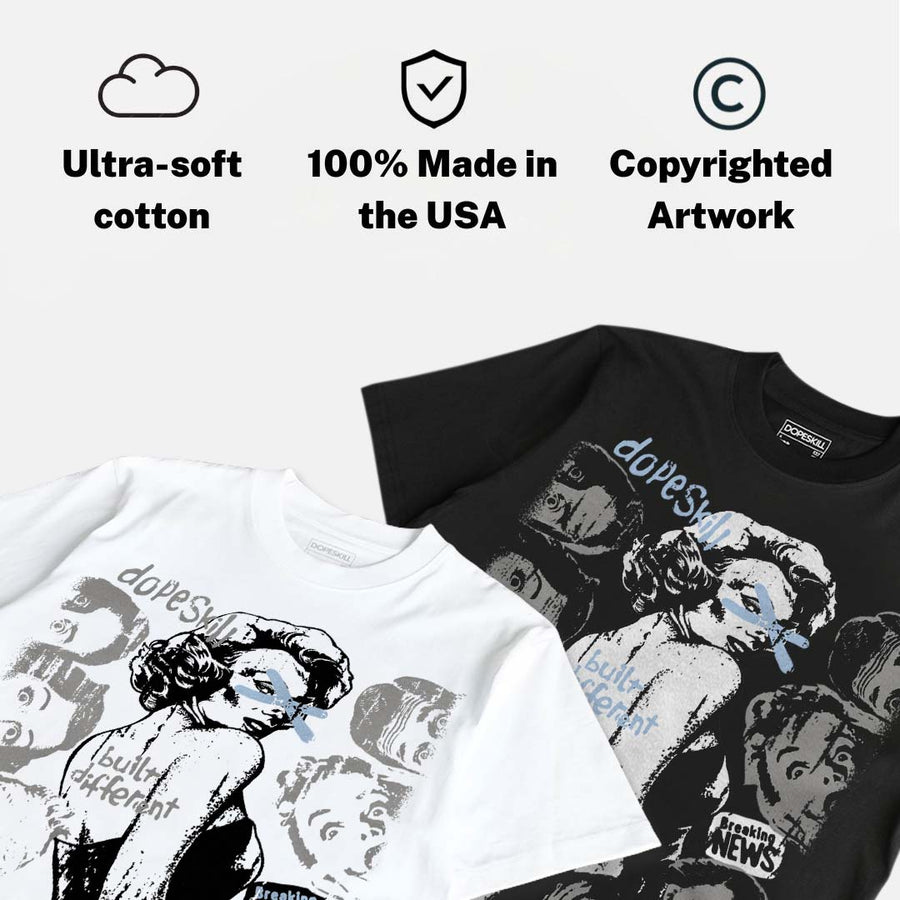 White Metallic 5s DopeSkill T-Shirt Built Different Graphic