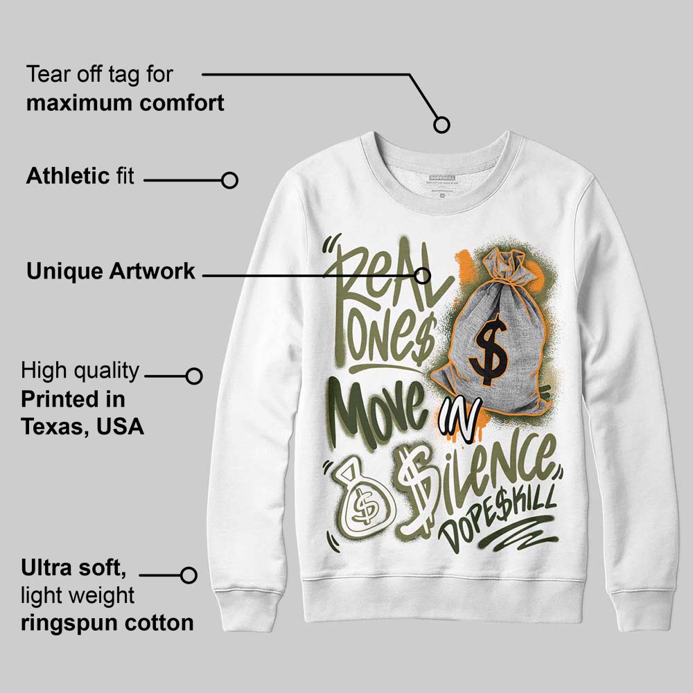 Olive Collection DopeSkill Sweatshirt Real Ones Move In Silence Graphic