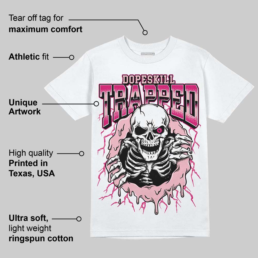 AJ 1 Mid Coral Chalk DopeSkill T-Shirt Trapped Halloween Rush Pink Graphic