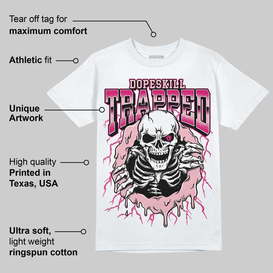 AJ 1 Mid Coral Chalk DopeSkill T-Shirt Trapped Halloween Rush Pink Graphic