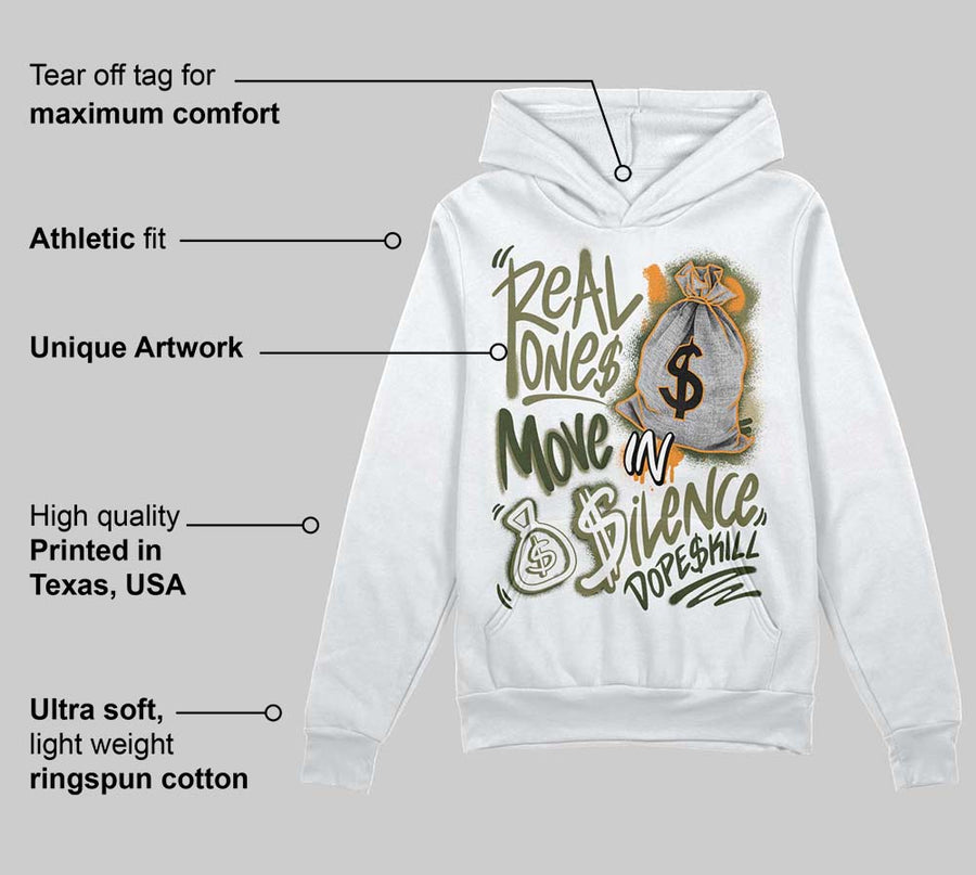 Olive Collection DopeSkill Hoodie Sweatshirt Real Ones Move In Silence Graphic