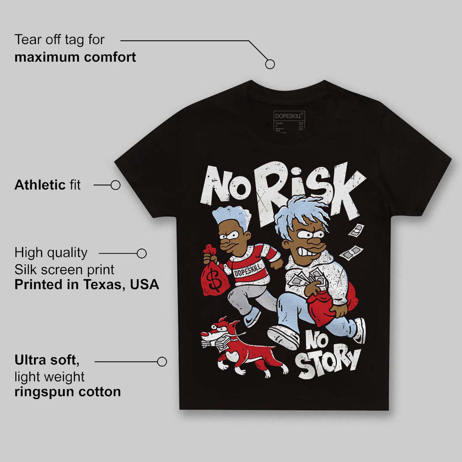 Black Metallic Reimagined 5s DopeSkill Toddler Kids T-shirt No Risk No Story Graphic