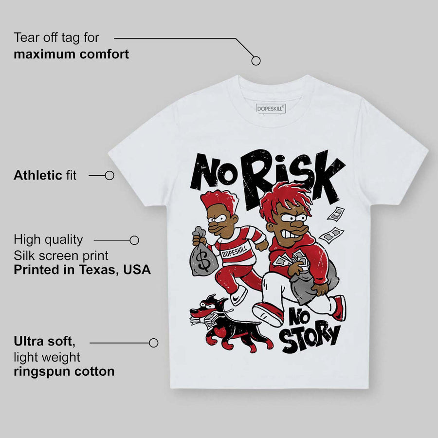 Fire Red “Black Tongue” 5s DopeSkill Toddler Kids T-shirt No Risk No Story Graphic