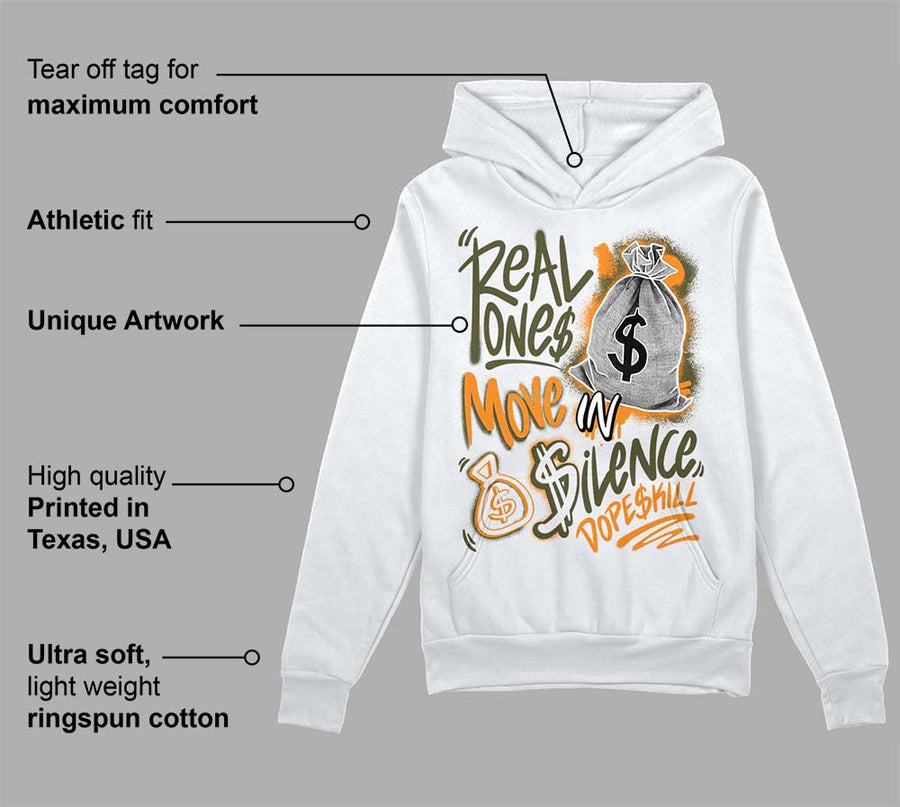 Olive 5s DopeSkill Hoodie Sweatshirt Real Ones Move In Silence Graphic