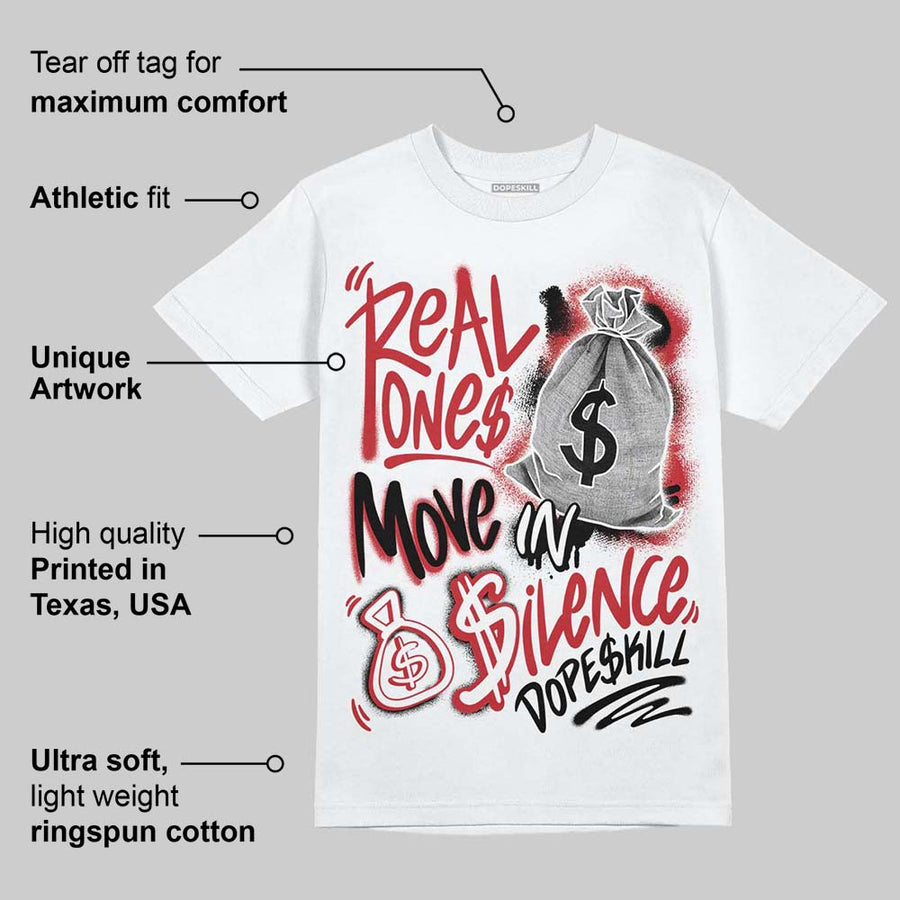 Fire Red “Black Tongue” 5s DopeSkill T-Shirt Real Ones Move In Silence Graphic