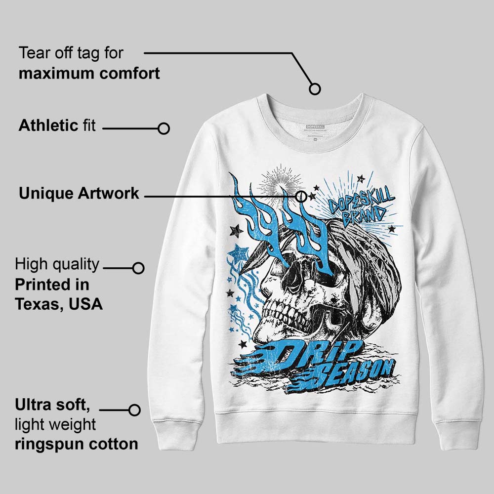 Military Blue 4s DopeSkill Sweatshirt Drip Season Graphic