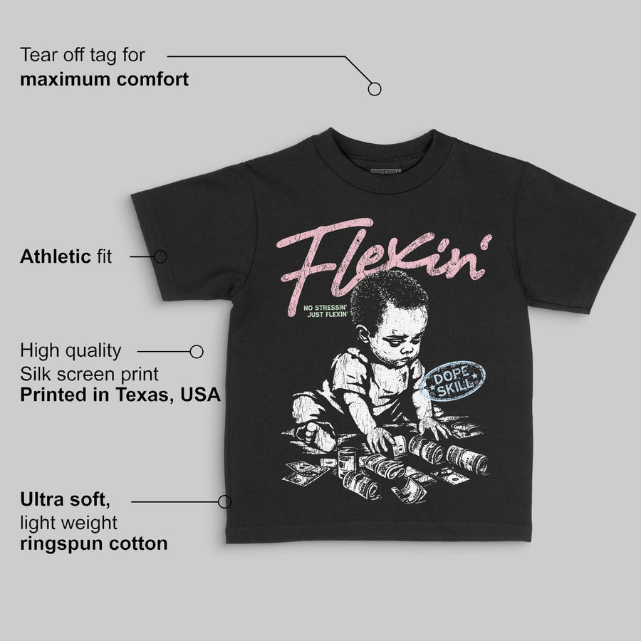 Medium Soft Pink 4s DopeSkill Toddler Kids T-shirt Flexin' Graphic