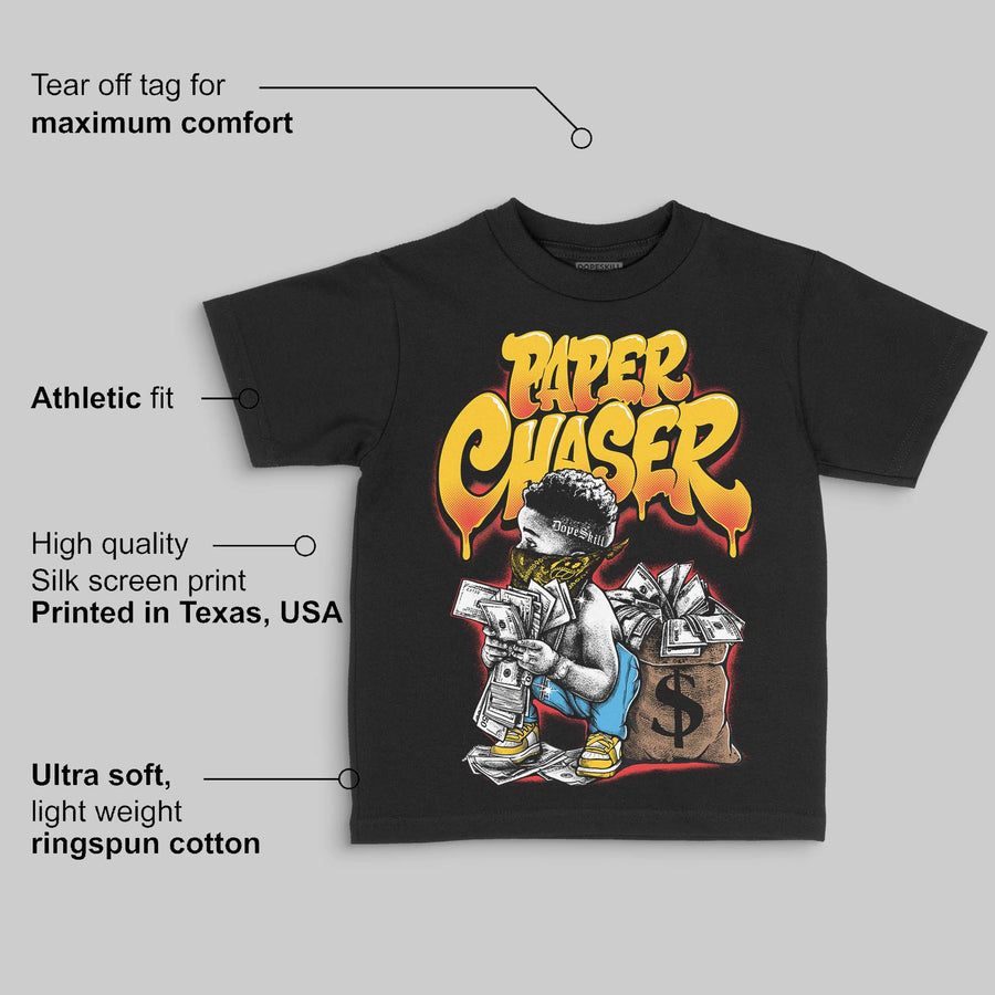 Yellow 'Paper Chaser Boy' DopeSkill Graphic Toddler Kids T-shirt
