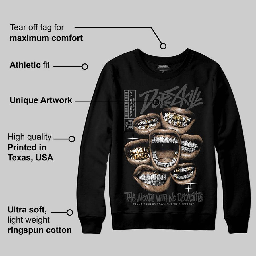 Black Cat 4s DopeSkill Sweatshirt The Mouth With No Droughts Graphic