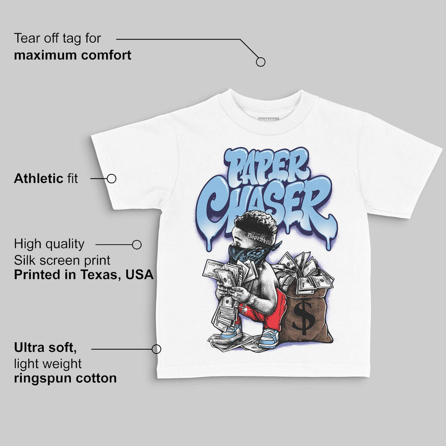 University Blue 'Paper Chaser Boy' DopeSkill Graphic Toddler Kids T-shirt