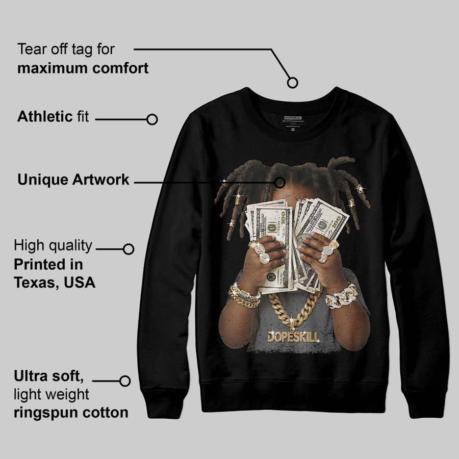 Black Cat 4s DopeSkill Sweatshirt Rich Youth Graphic