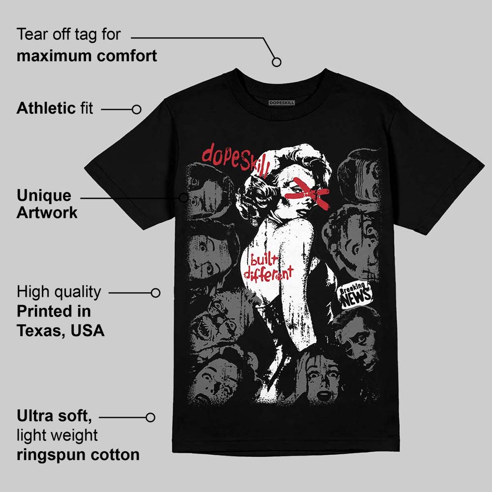 Black Cat 4s DopeSkill T-Shirt Built Different Graphic