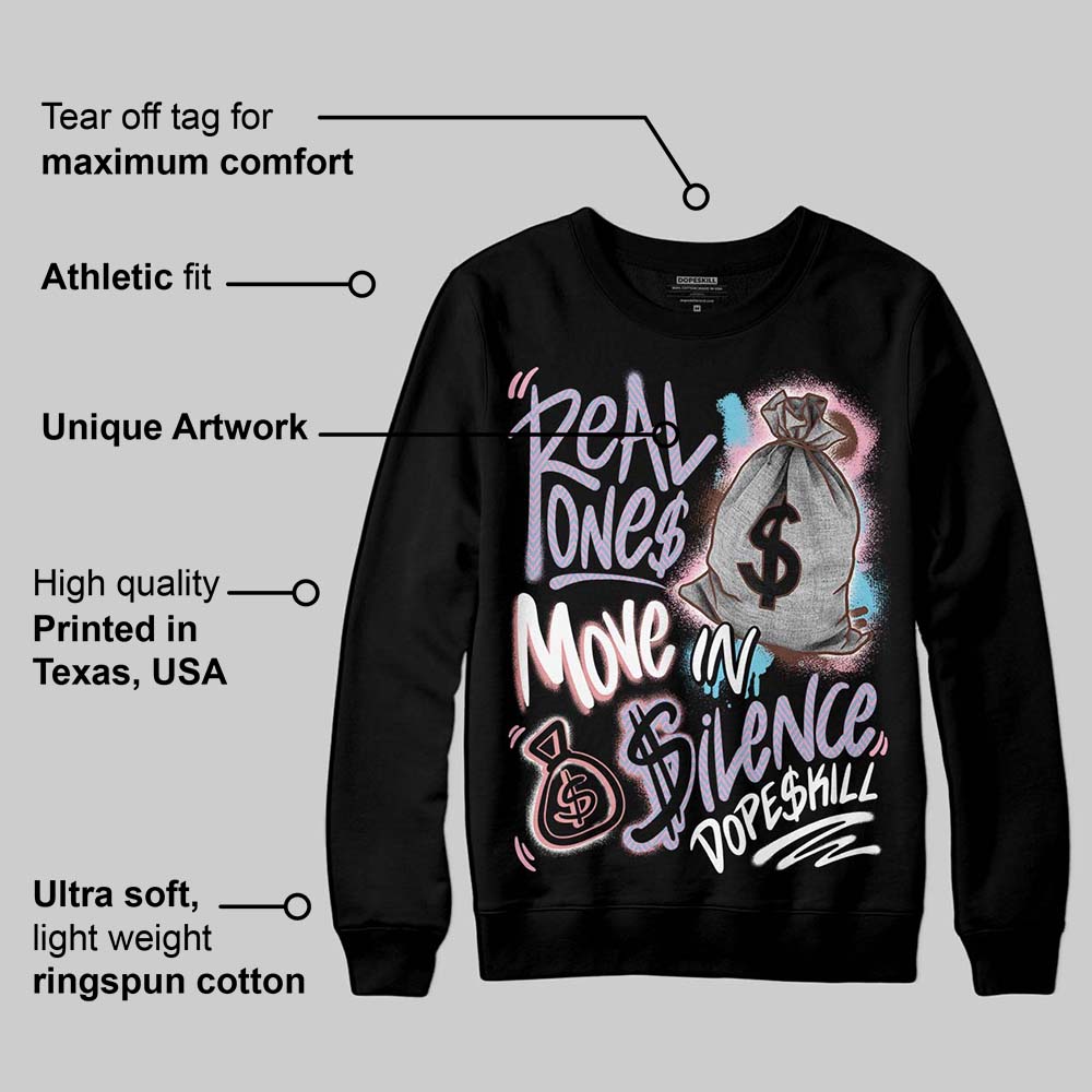 Harris Tweed x Denim Turquoise Dunk DopeSkill Sweatshirt Real Ones Move In Silence Graphic