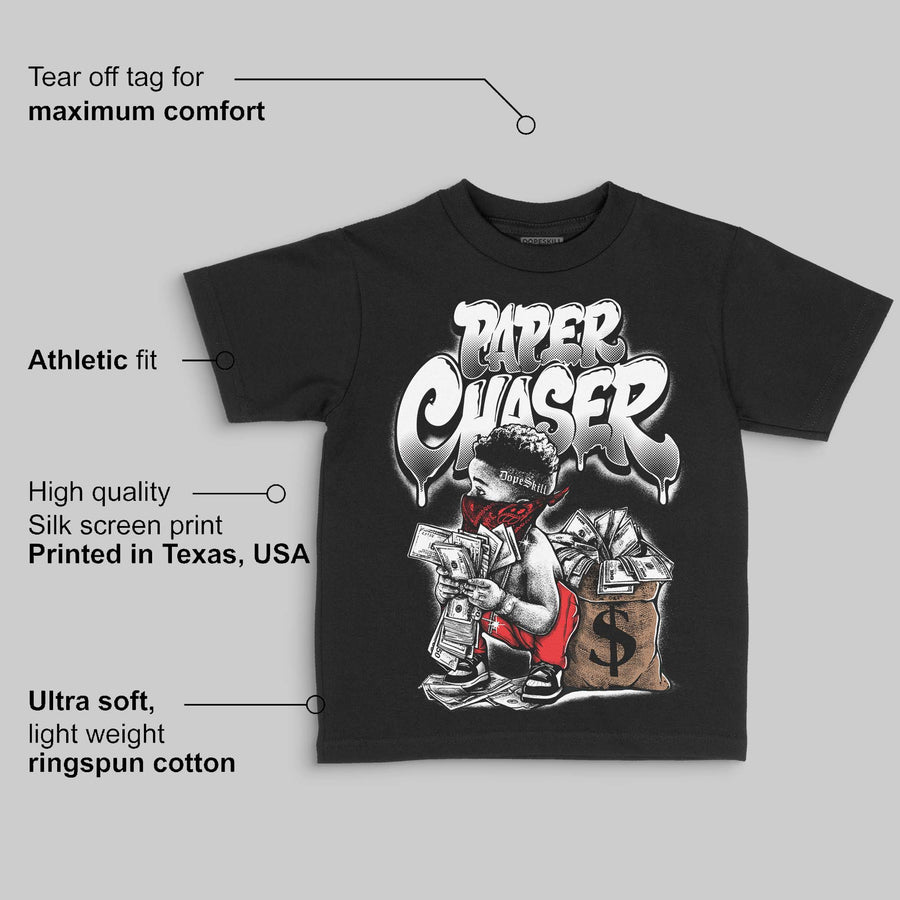 Black/White 'Paper Chaser Boy' DopeSkill Graphic Toddler Kids T-shirt