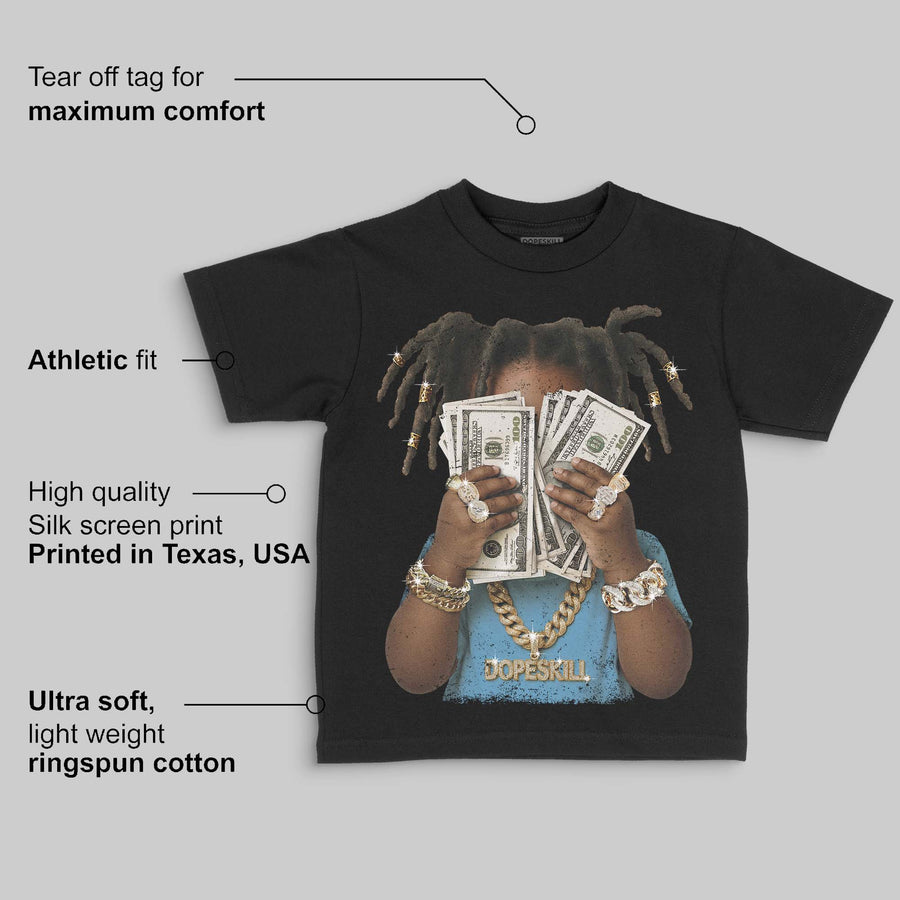 University Blue 14s DopeSkill Toddler Kids T-shirt Rich Youth Graphic