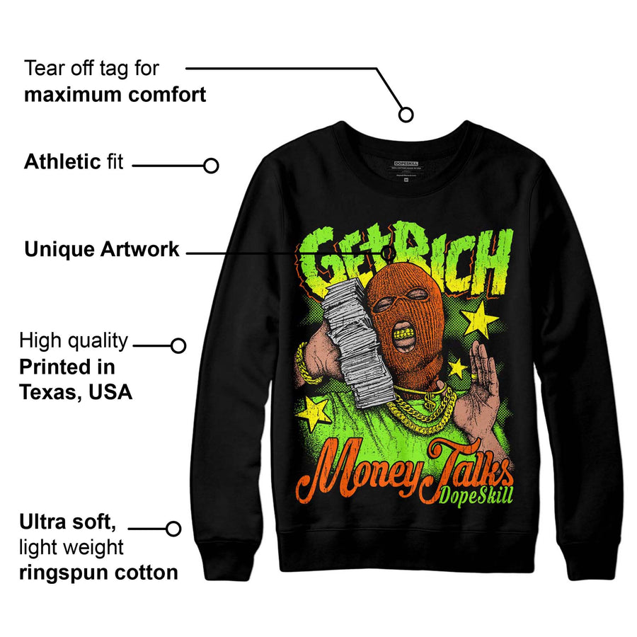 Neon Green Collection DopeSkill Sweatshirt Get Rich Graphic