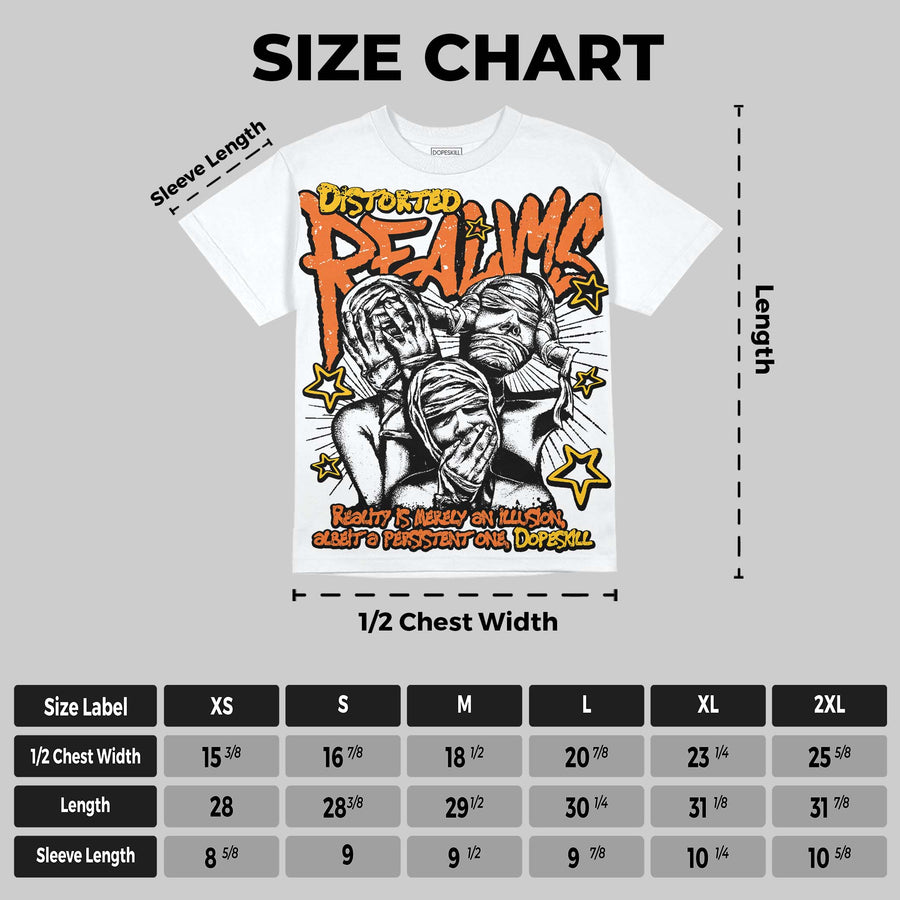 Orange Black White DopeSkill Oversize Print T-Shirt Distorted Realms Graphic