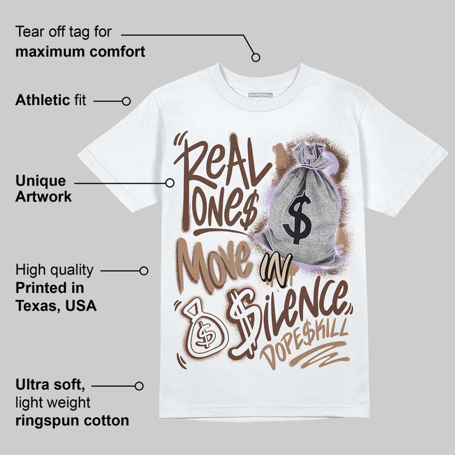 Harris Tweed x Sesame/Violet Mist Dunk DopeSkill T-Shirt Real Ones Move In Silence Graphic