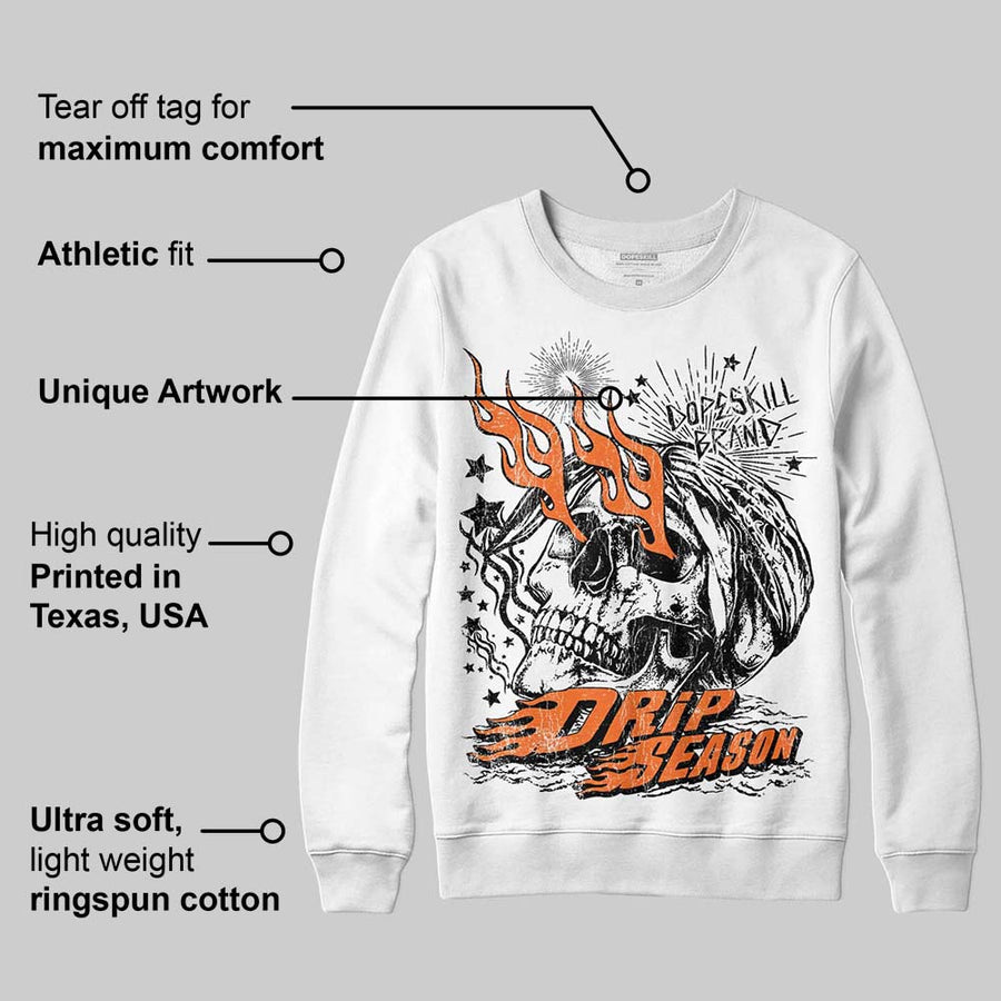Orange Black White DopeSkill Sweatshirt Drip Season Graphic