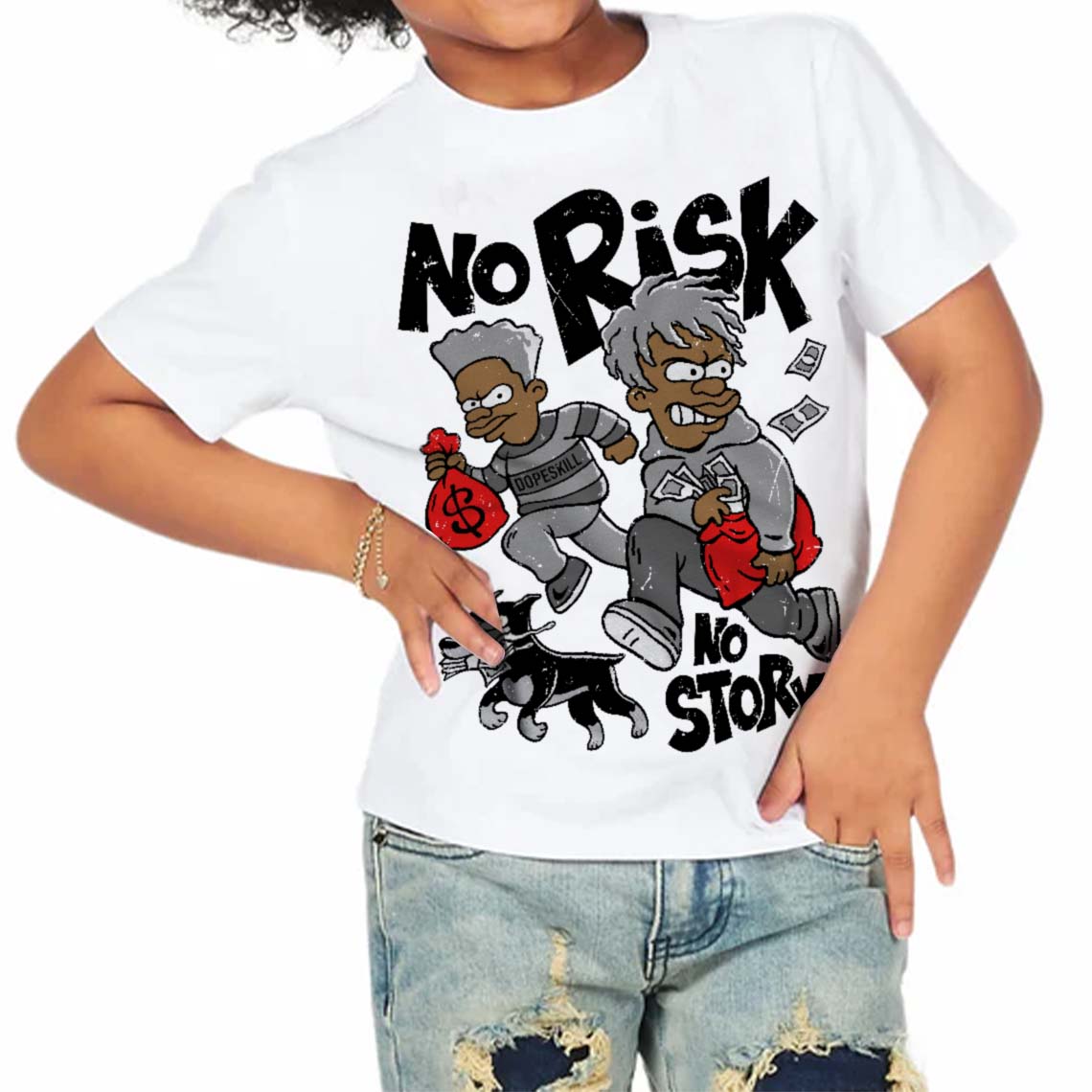 Grey Collection DopeSkill Toddler Kids T-shirt No Risk No Story Graphic