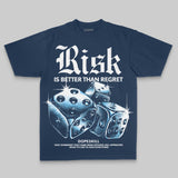 Royal Blue Oversize Print 'Risk Is Better Than Regret' DopeSkill Graphic T-shirt