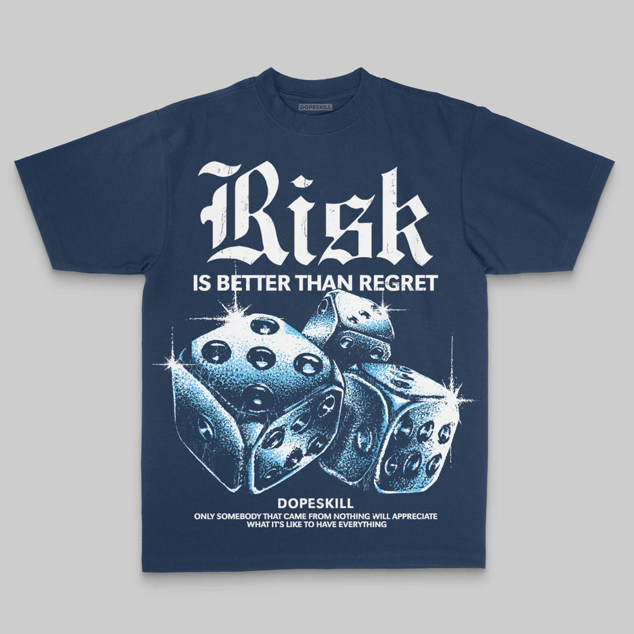Royal Blue Oversize Print 'Risk Is Better Than Regret' DopeSkill Graphic T-shirt
