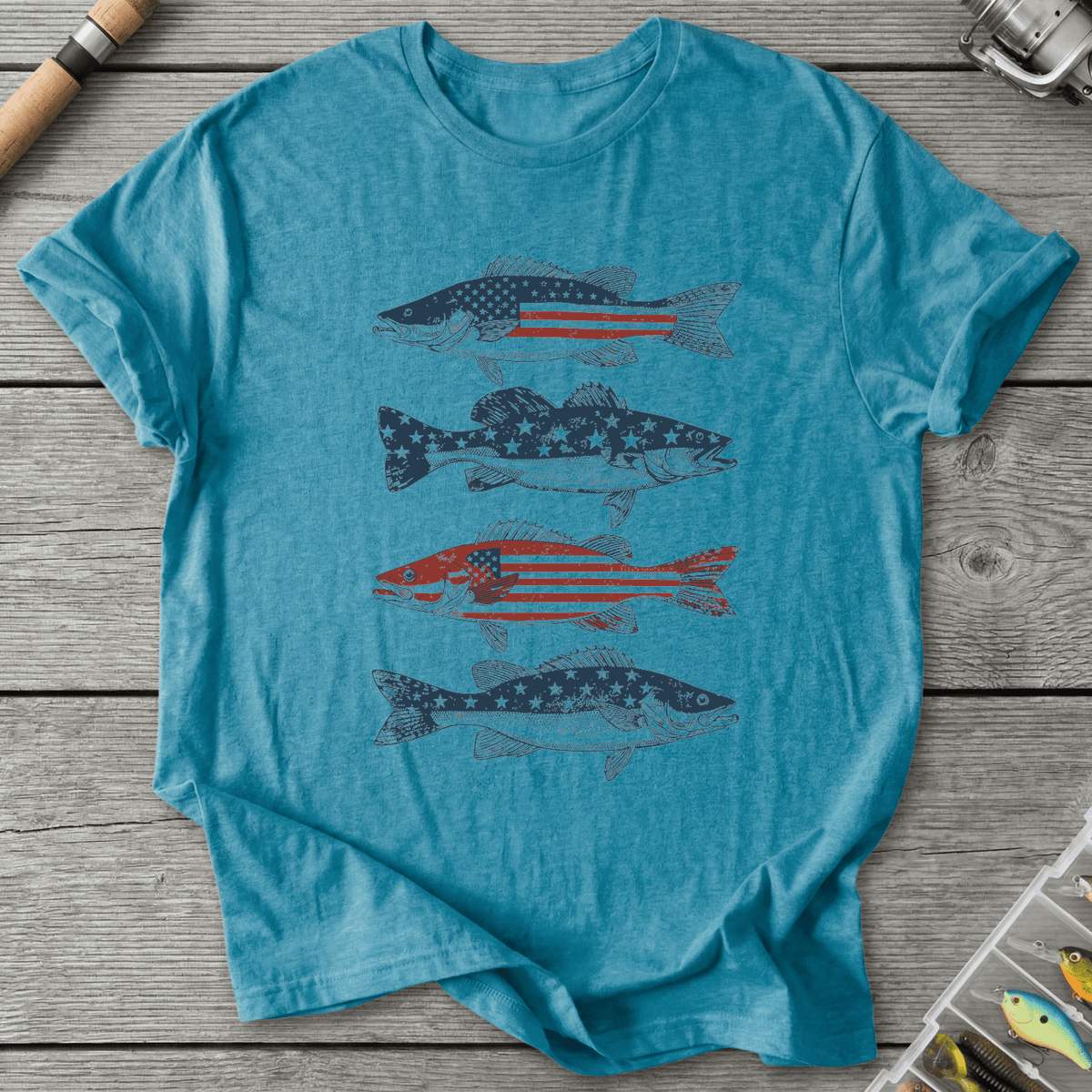 Patriotic Walleye American Flag T-Shirt