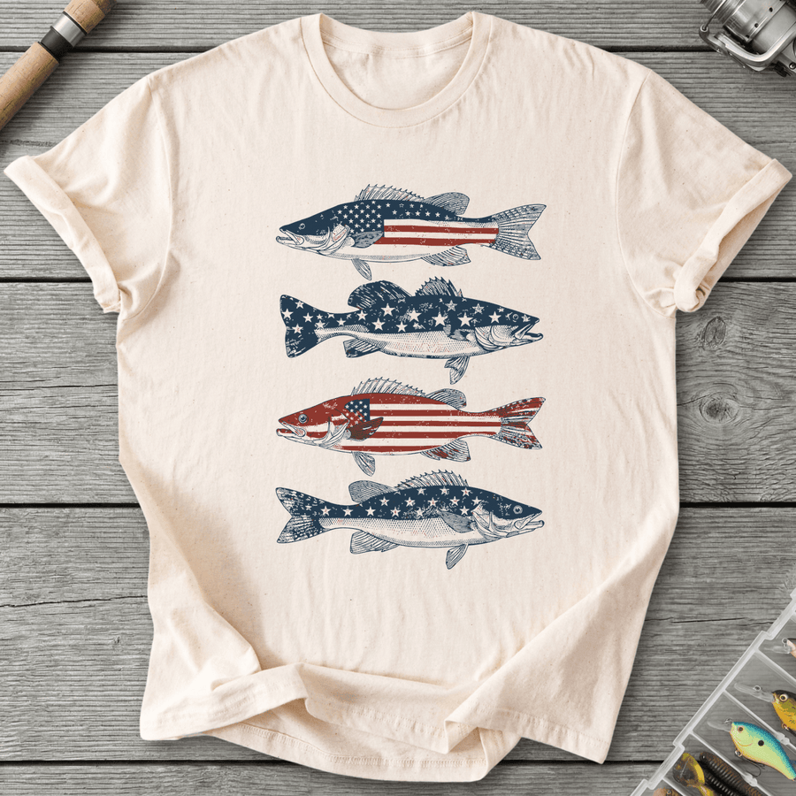 Patriotic Walleye American Flag T-Shirt