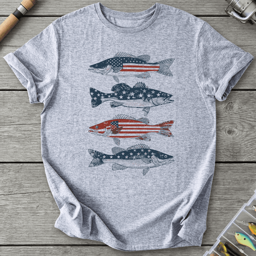 Patriotic Walleye American Flag T-Shirt
