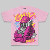 Pink Oversize Print 'Grind Pray' DopeSkill Graphic T-shirt