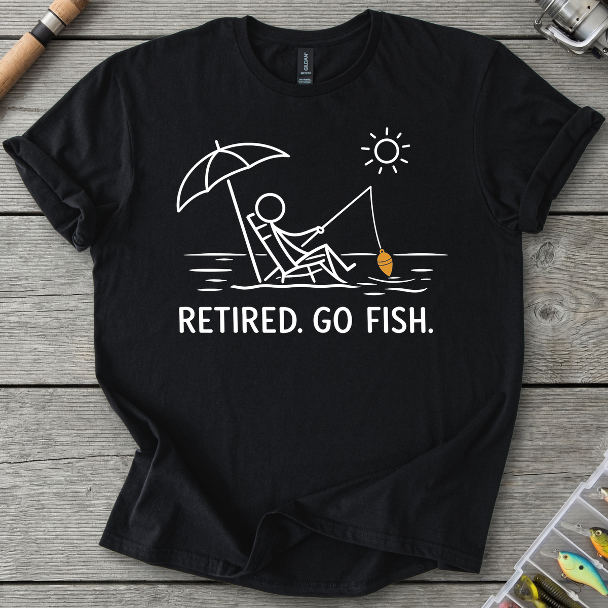 Retired Go Fish Fishing Humor T-Shirt