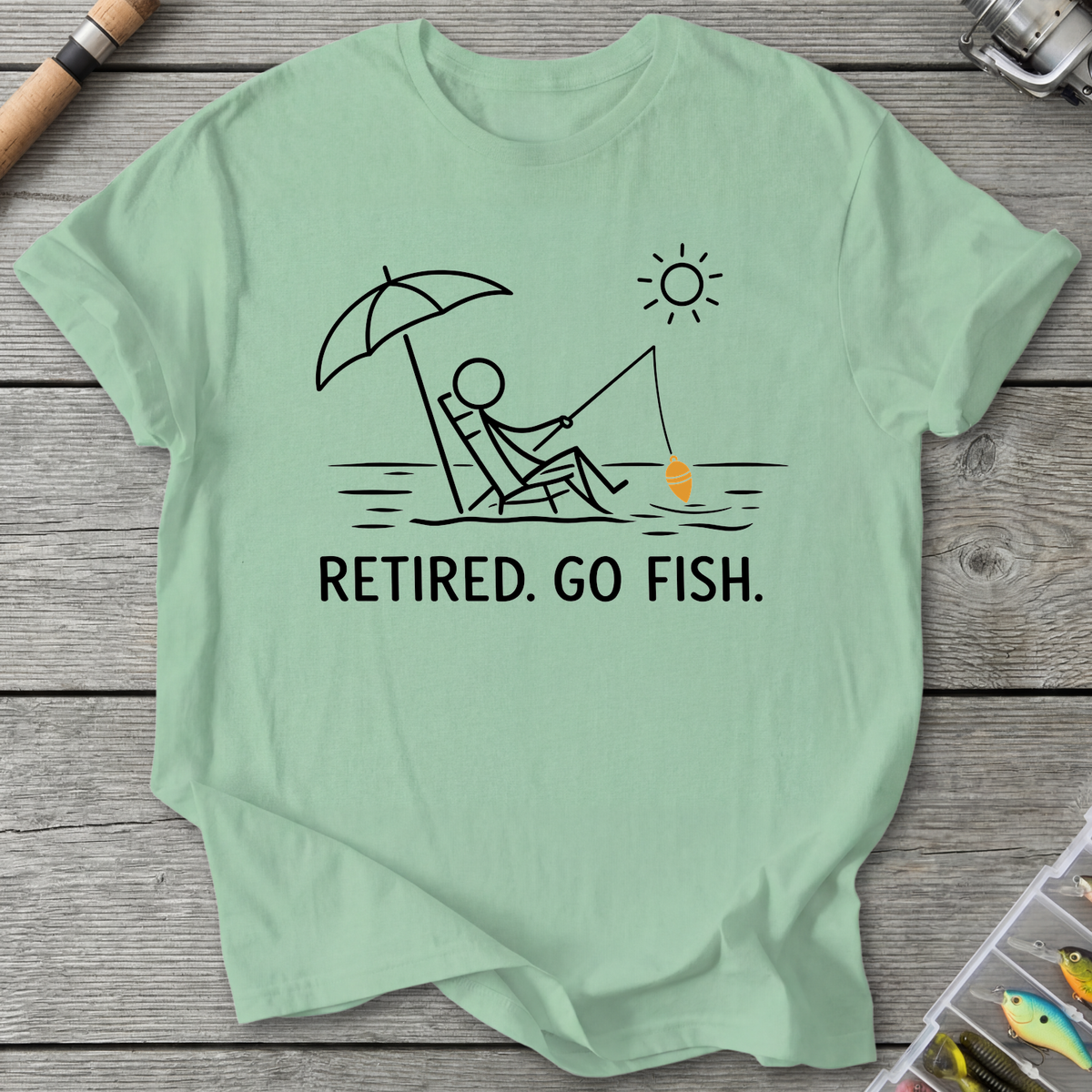 Retired Go Fish Fishing Humor T-Shirt