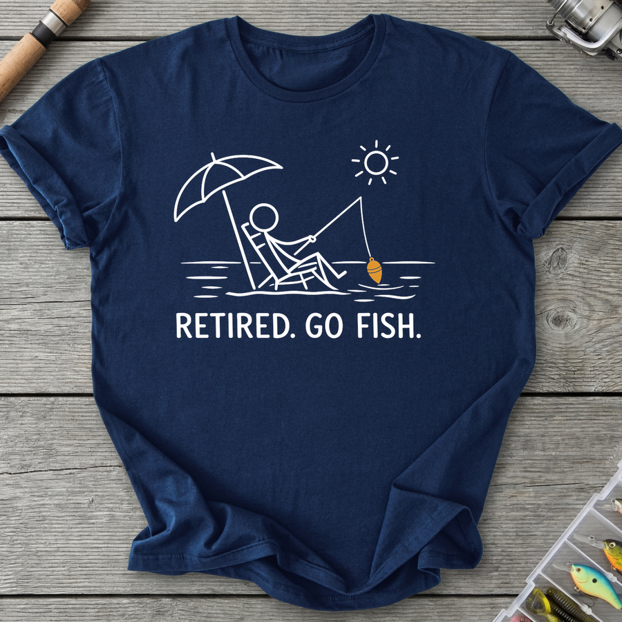 Retired Go Fish Fishing Humor T-Shirt