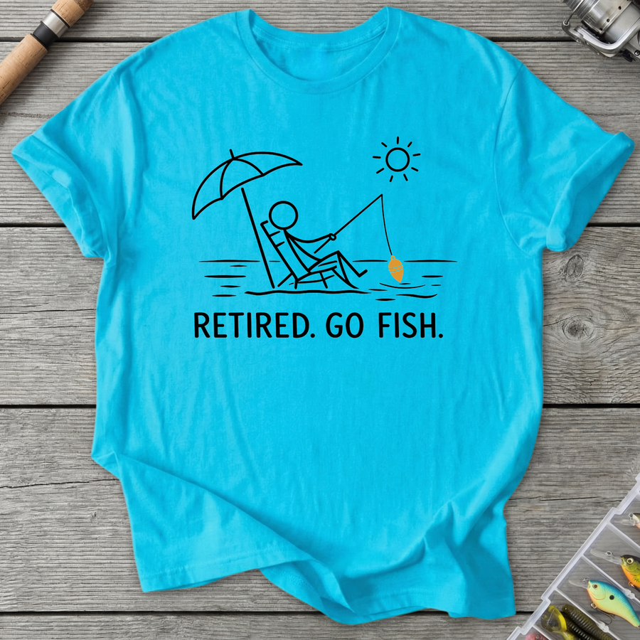 Retired Go Fish Fishing Humor T-Shirt