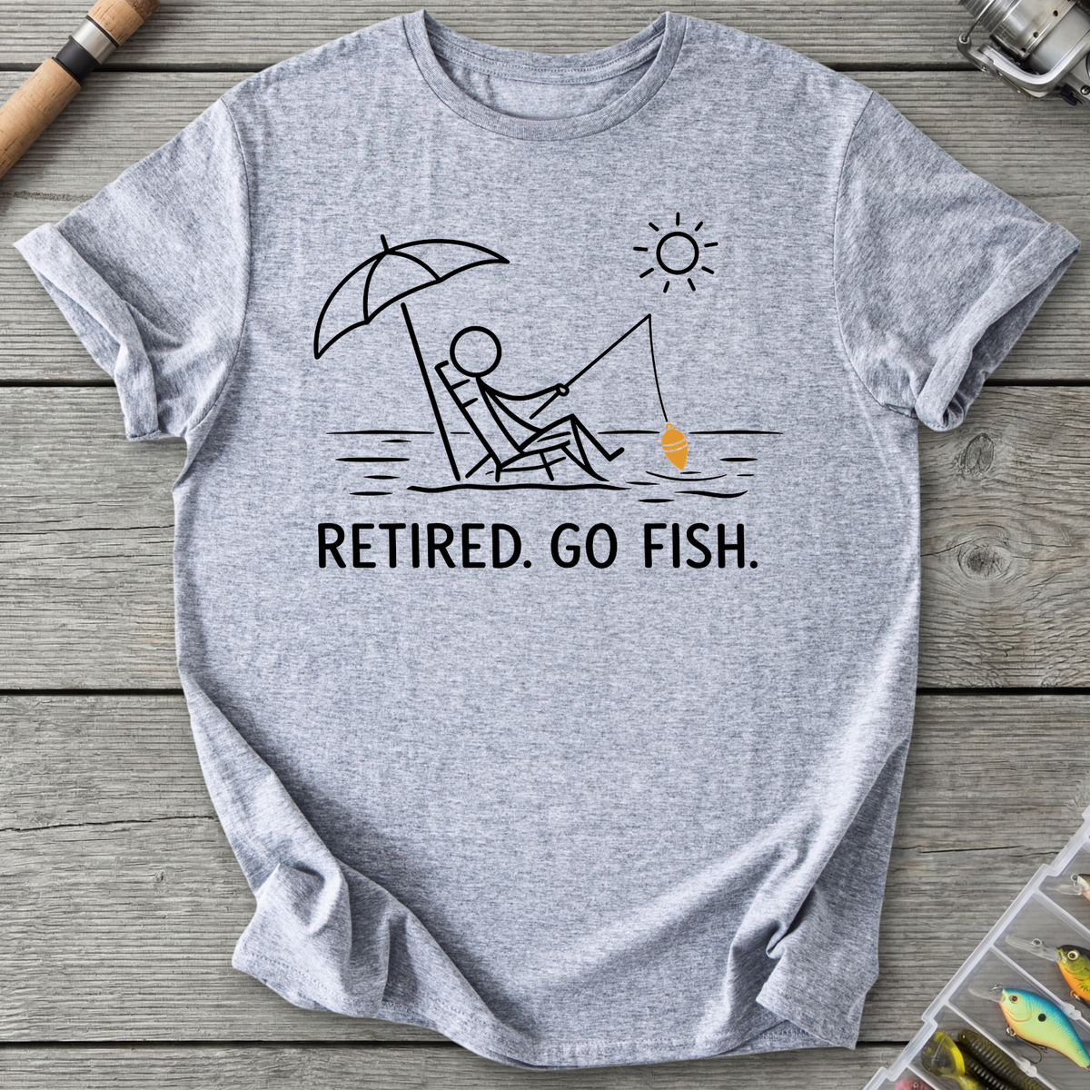 Retired Go Fish Fishing Humor T-Shirt
