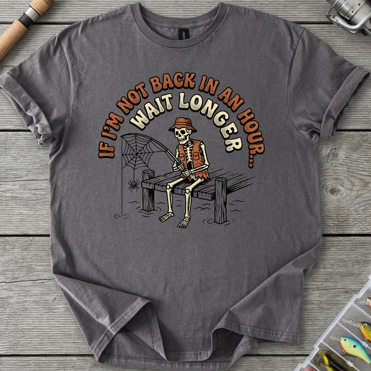 Skeleton Cowboy Fishing Humor T-Shirt