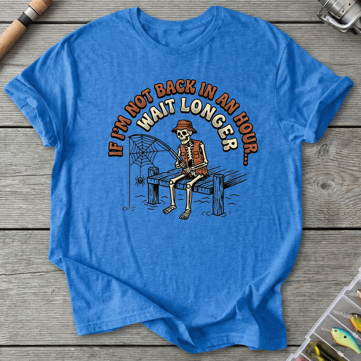 Skeleton Cowboy Fishing Humor T-Shirt