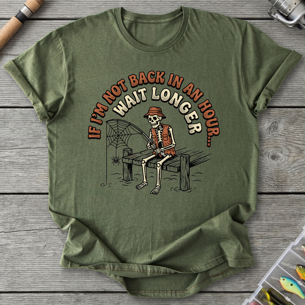 Skeleton Cowboy Fishing Humor T-Shirt