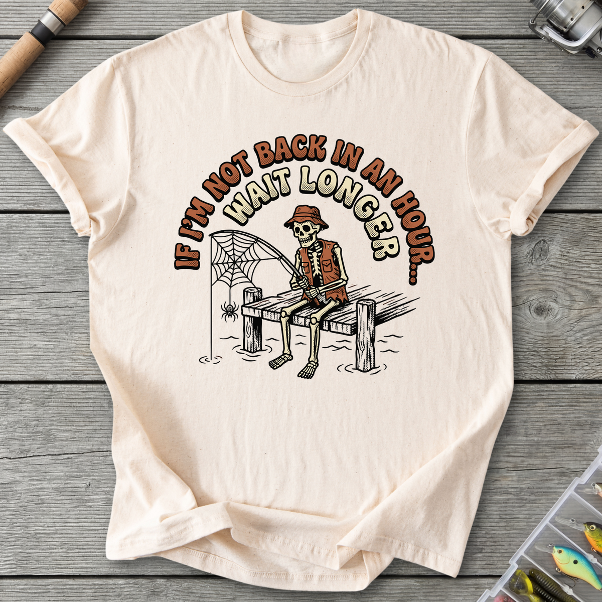 Skeleton Cowboy Fishing Humor T-Shirt