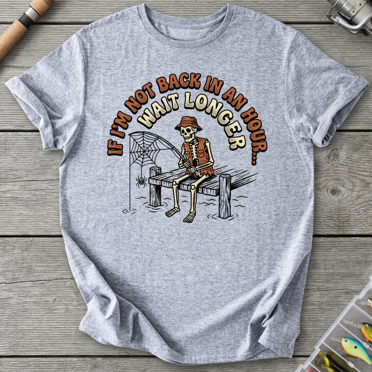 Skeleton Cowboy Fishing Humor T-Shirt